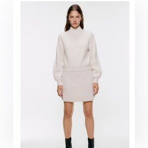 NWT Zara Cream Knit Skirt & Mock Sweater Size Large